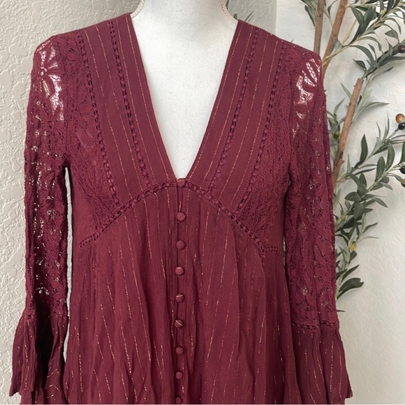 Altar’d State Long Sleeve Tunic Dress w/ lace detailing - Picture 6 of 12